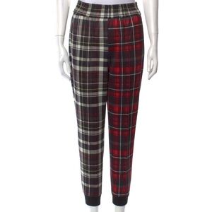 Alice and Olivia pants Tokyo Combo Hi Tech joggers plaid red black, size M NWT